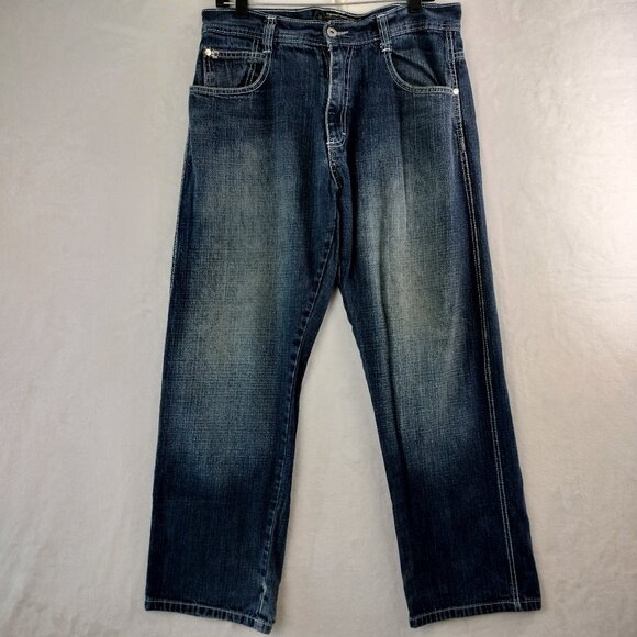 VTG Southpole 4180 Jeans Mens 34x30 Blue Baggy Faded Skater Hip Hop Y2K Grunge - Picture 1 of 14